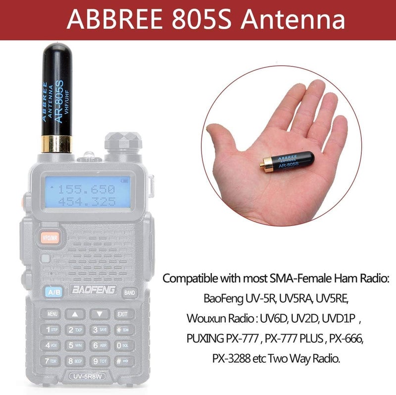ABBREE Ham Radio Antenna Dual Band VHF/UHF 144/430Mhz 1.96inch Mini Short AR-805S SMA- Female Long Range Stubby Antenna for BAOFENG UV-5R Mini 5RM BF-F8HP PRO UV32 DM32 GM21 Accessories,2Pack - Image 5
